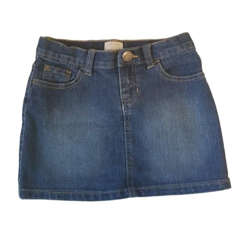 🔴 Children's Place Little Girl classic denim skirt size 6 (D24)